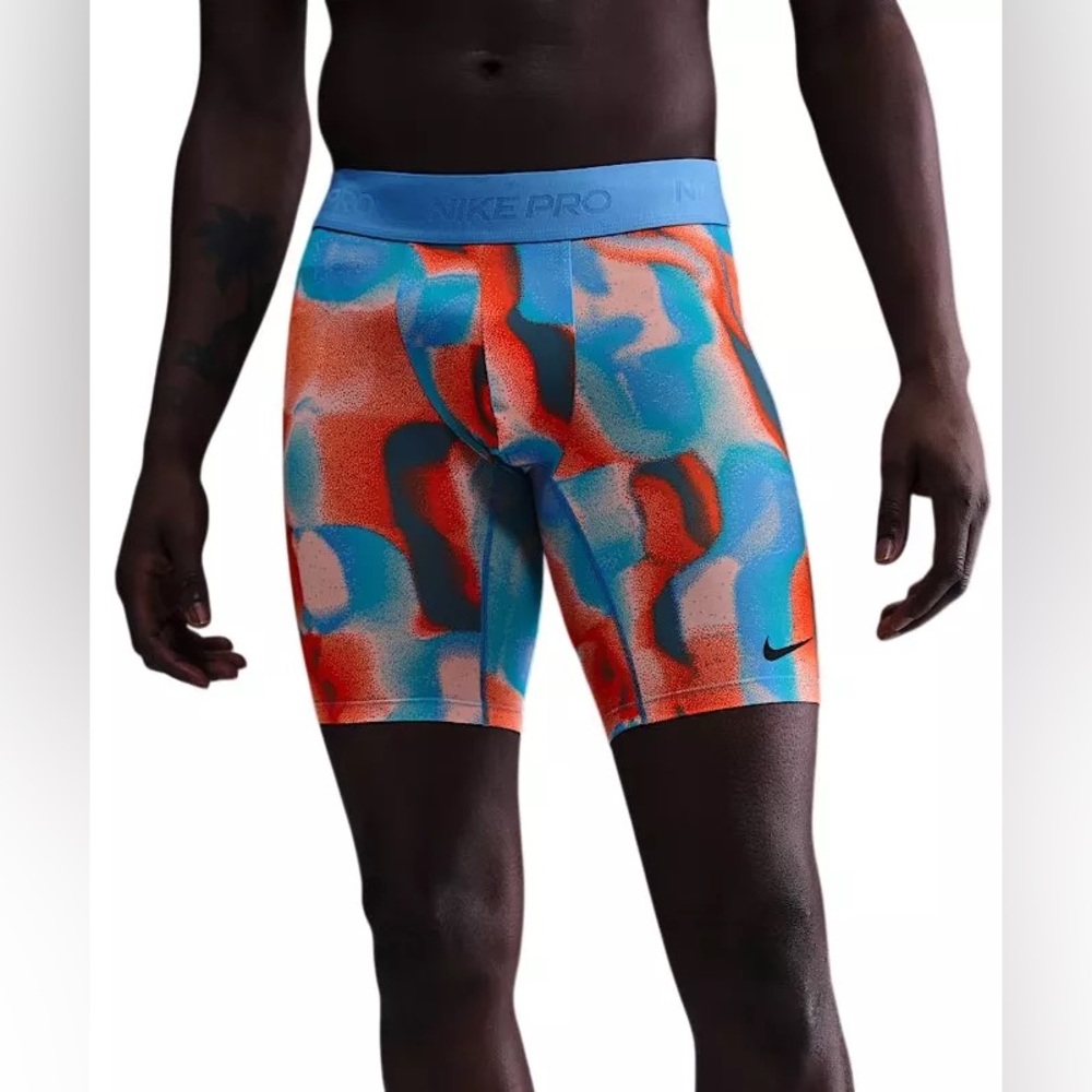Nike Pro Multicolor Compression Shorts - Blue/Orange/Red